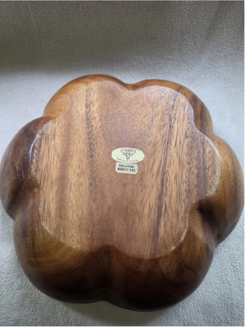 Large Vintage Monkey Pod Carabo Wood Bowl 14